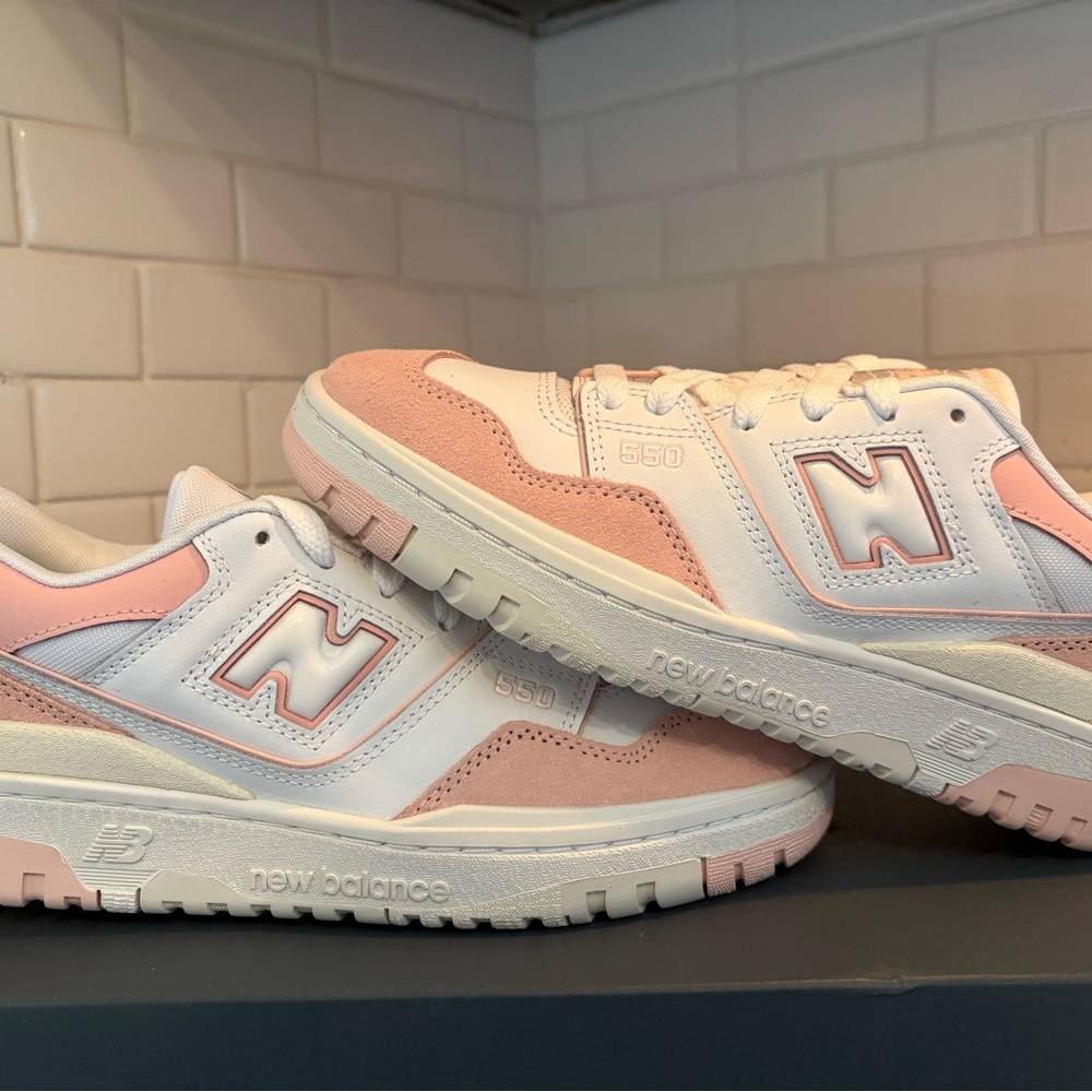 New Balance 550 Pink and White Shoes